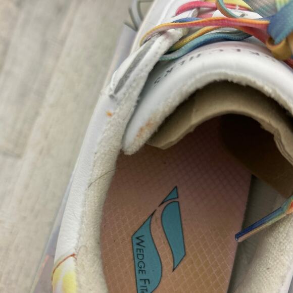 Skechers women 8 white diamond stars right rainbow sneakers lace up shoes casual - Picture 7 of 8